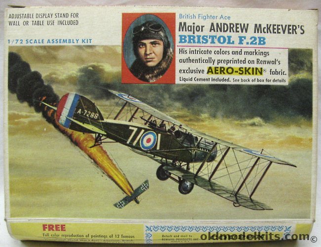 Renwal 1/72 Bristol F2B Aeroskin - Major Andrew McKeever's Aircraft - (F-2b), 268-69 plastic model kit